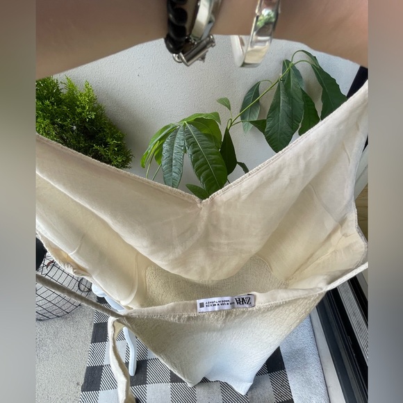 ☘️ Zara Textured Midi Slip Dress with Side Slit in Cream Beige, M - Picture 7 of 15